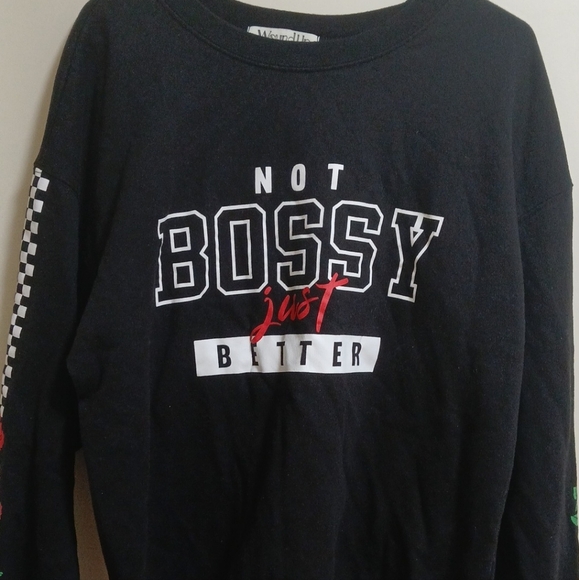 Wound Up Tops - Wound Up Black Graphic Crewneck Sweater